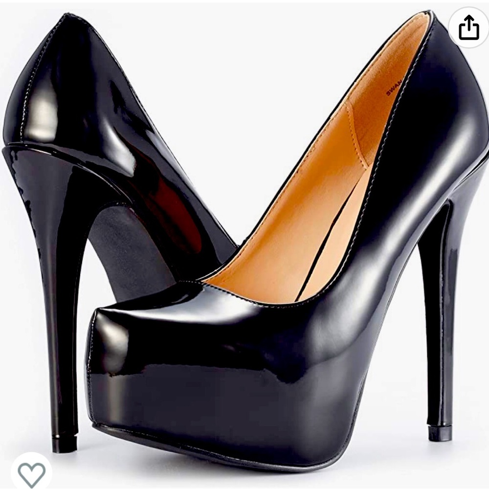 High Heel Platform Pumps (patent black, size 9, 1.5 heel)